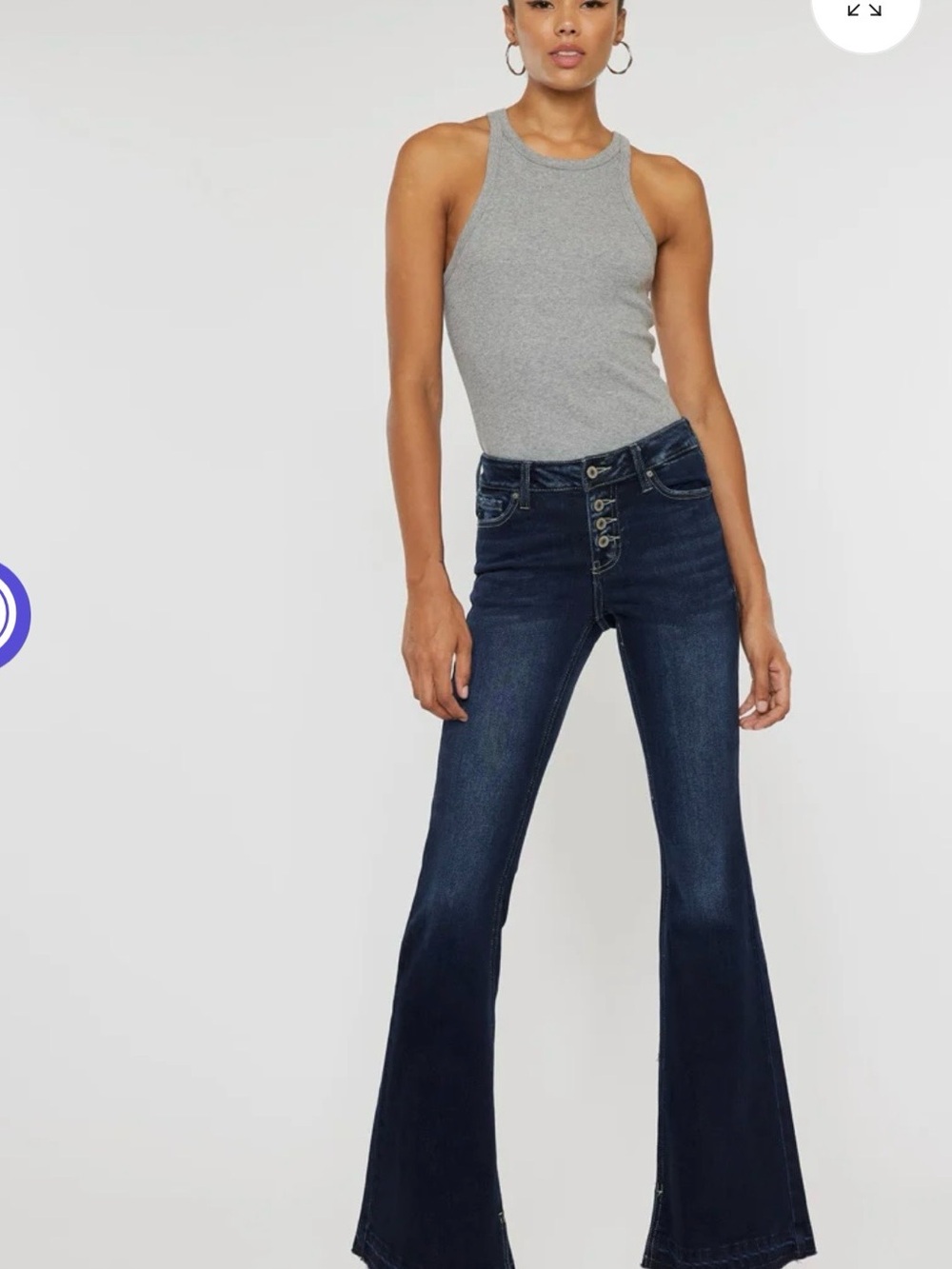 KanCan Dark Blue High-Rise Flare Jeans